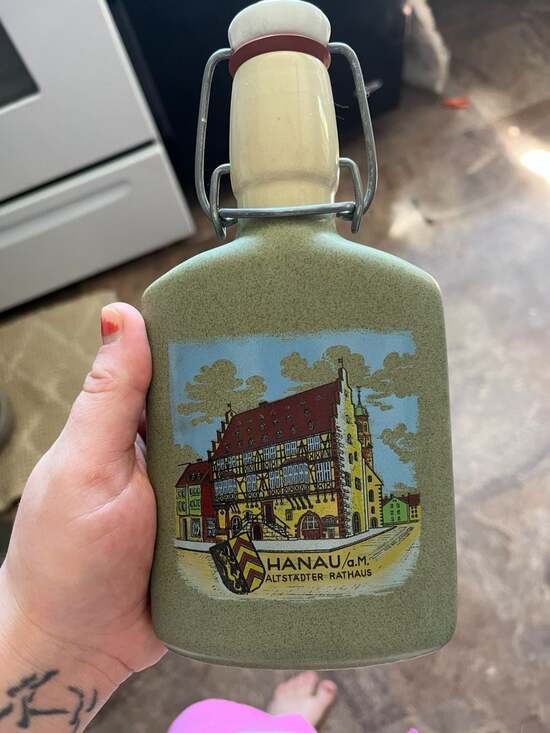 Unbranded Other - Vintage Hanau a.M. Altstädter Rathaus Ceramic Swing Top Liquor Flask